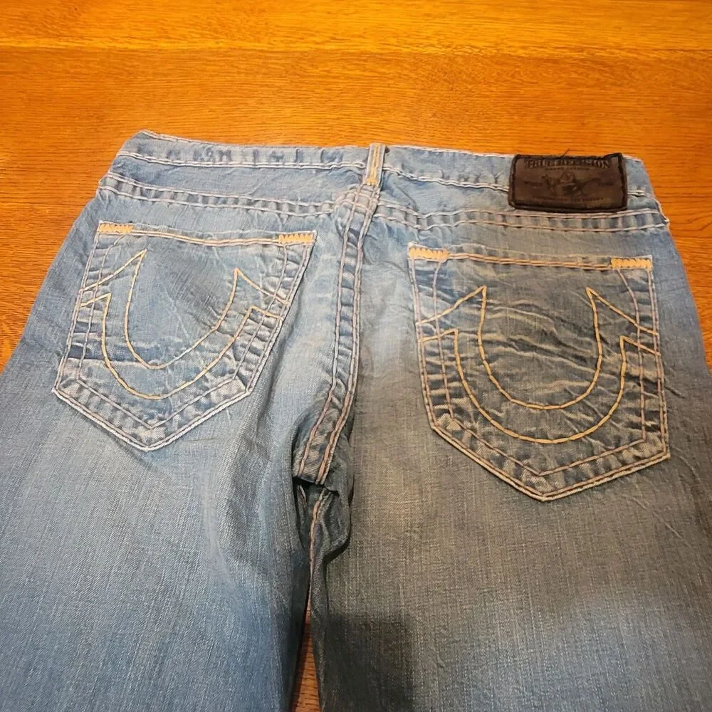 True Religion Geno Super T Mens Straight Jeans Blue 100% Cotton USA Made Size 36